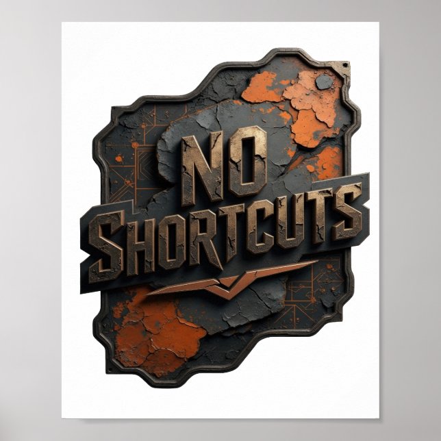 Witty Gold NO SHORTCUTS 3D Text Art Poster (Front)