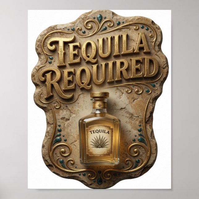 Witty Gold TEQUILA REQUIRED Poster (Front)