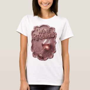 Witty Gold WINE REQUIRED Artistic Motif T-Shirt