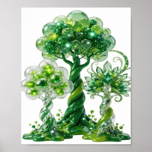 Witty Green GREEN GEMS AND GLITTERY BUBBLES Poster (Front)