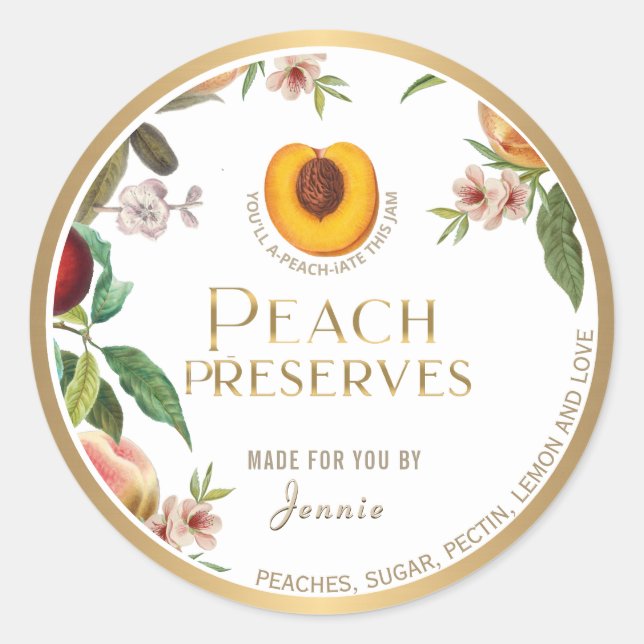 Witty Logo Design Elegant Peach Preserves Label (Front)