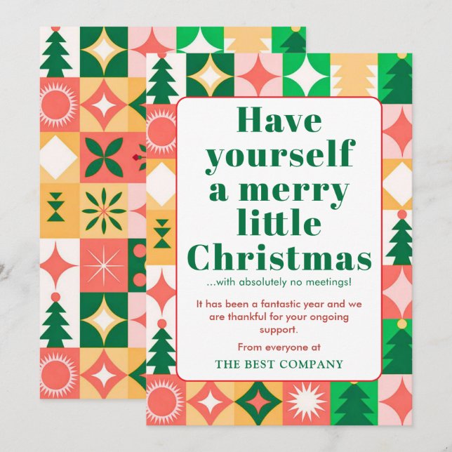 Witty Modern Geometric Corporate Christmas Card (Front/Back)