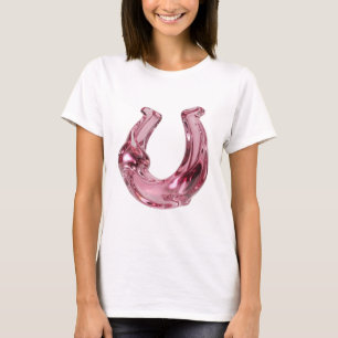 Witty Pink GLASS HORSE SHOE Design T-Shirt