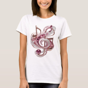 Witty Pink PINK MUSIC NOTES Design T-Shirt