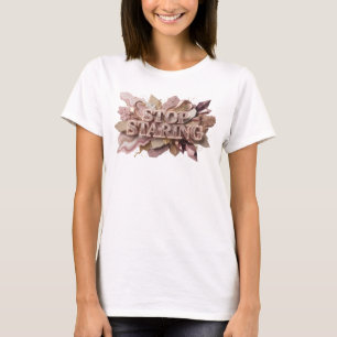 Witty Red STOP STARING Quote Shirt