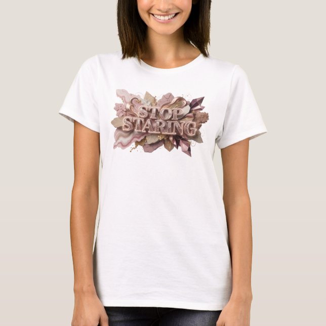 Witty Red STOP STARING Quote Shirt (Front)