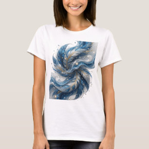 Witty Silver BLUE FEATHERS Slogan Design T-Shirt