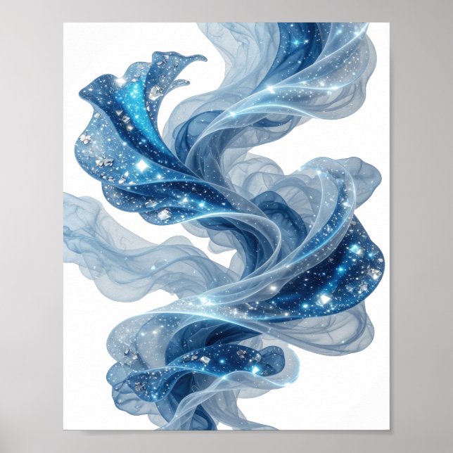 Witty Silver BLUE STARS IN SPACE 3D Text Art Poster (Front)