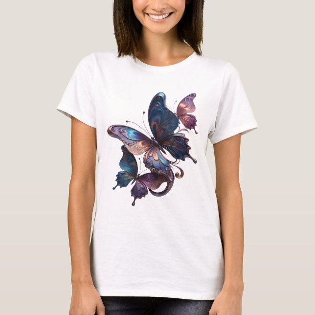 Witty Silver BUTTERFLY MAGIC 3D Text Art T-Shirt (Front)
