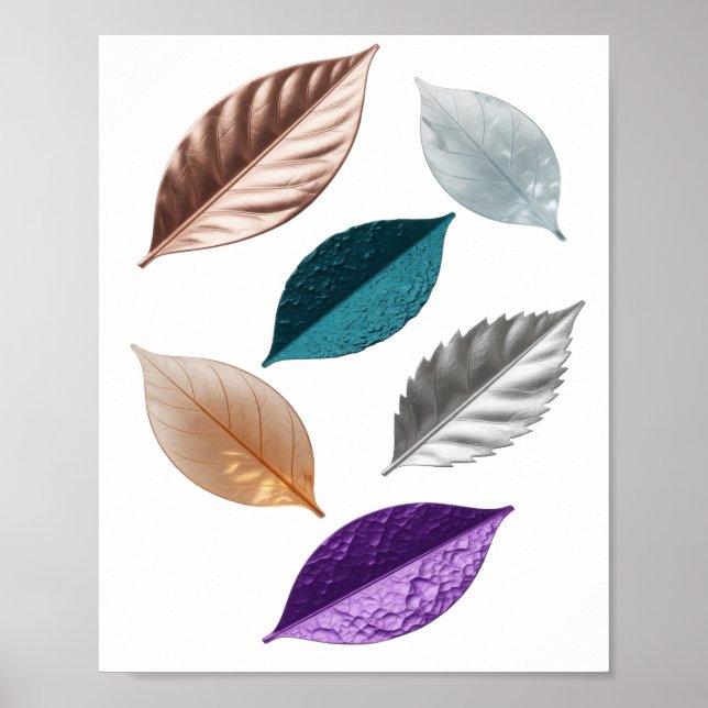 Witty Silver LEAFY Text Design Poster (Front)