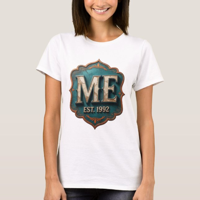 Witty Silver ME EST 1992 Bold Design T-Shirt (Front)