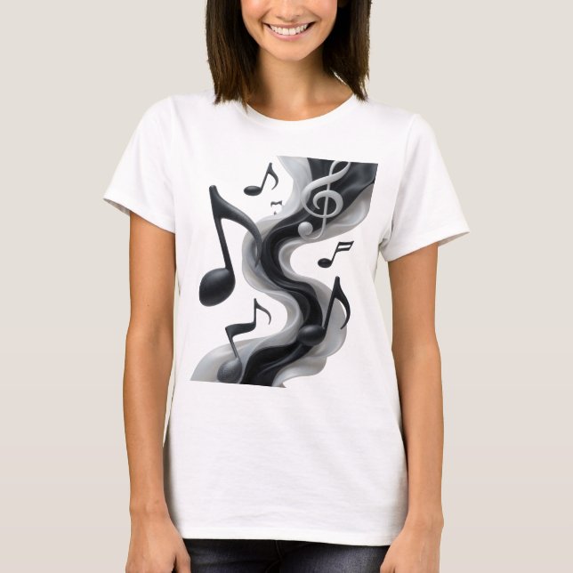 Witty Silver MUSIC IN MOTION Text Design T-Shirt (Front)