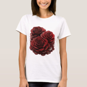 Witty Silver RED ROSES AND COINS Modern Design T-Shirt