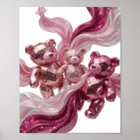 Witty Silver THREE BEARS OF GLITTER Artistic Motif