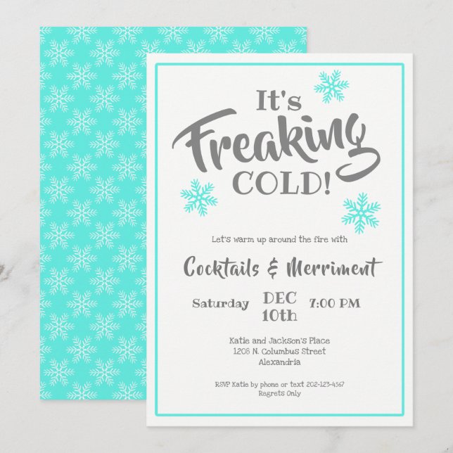 Witty Winter Cocktail Party Invitation (Front/Back)