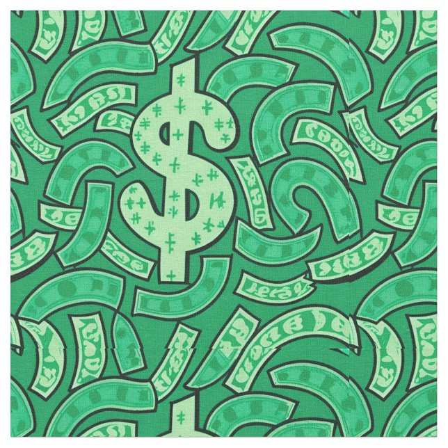 wivey green dollar sign fabric (Close Up)