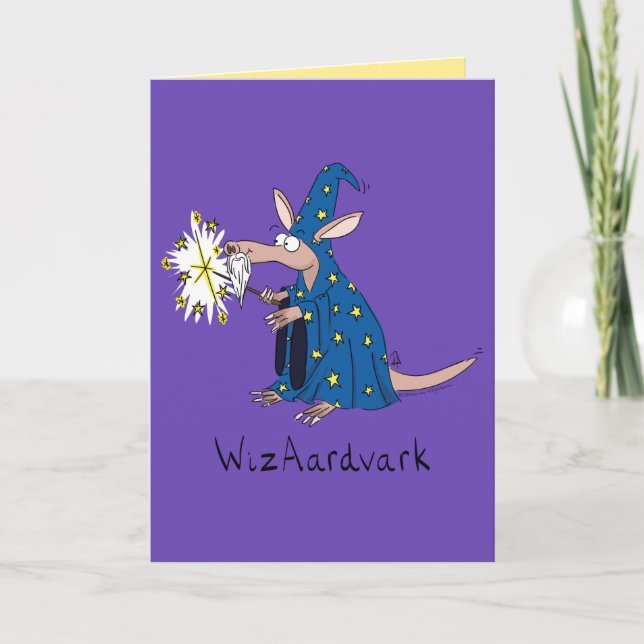 Wizaardvark - Funny Wizard Aardvark Greeting Card (Front)