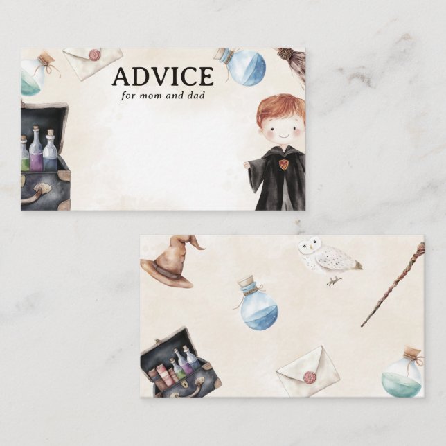 Wizard Advice for Mum and Dad Baby Shower Enclosure Card (Front/Back)