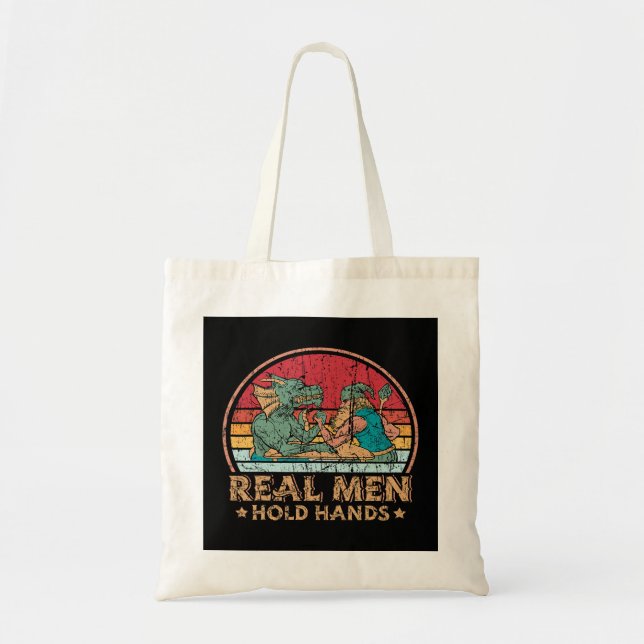 Wizard And Dragon Fantasy Arm Wrestling Tote Bag (Front)