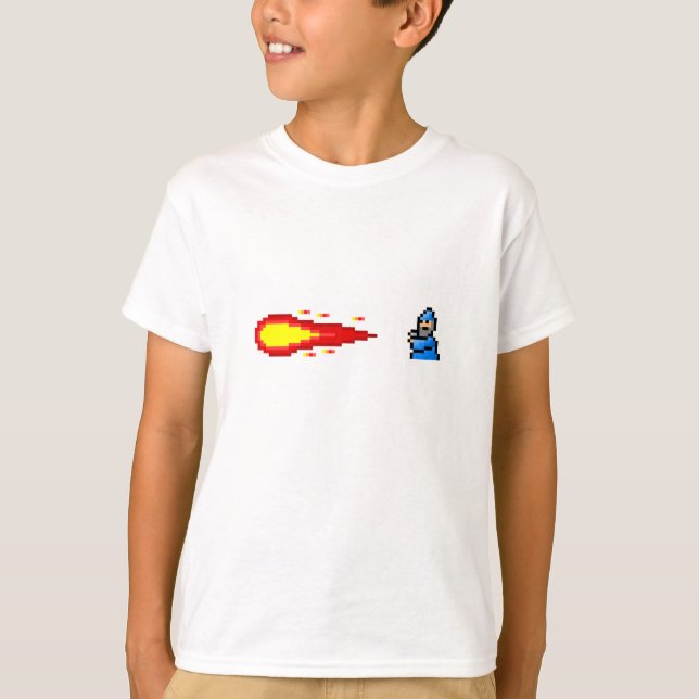 Wizard and Fireball spell pixel art T-Shirt (Front)