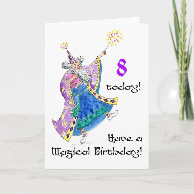 'Wizard' Birthday Card for an 8-year-old (Front)