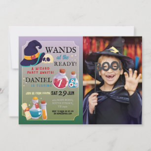 Wizard Birthday Party Wands At The Ready Boys Invitation