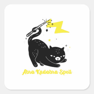 Wizard black cat - Abra Kadabra Spell Square Sticker