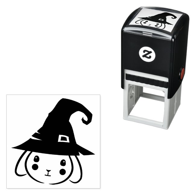 Wizard Bunny Illustration Self-inking Stamp (In Situ)