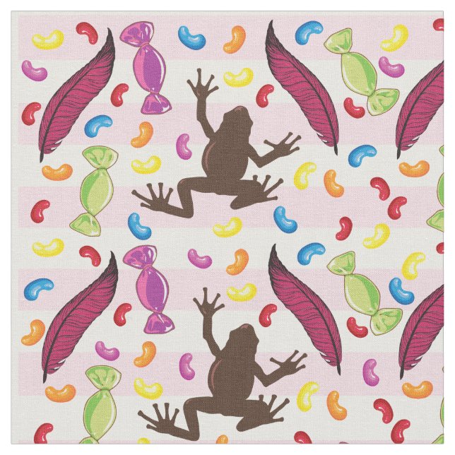 Wizard Candy Chocolate Frogs Fabric (Close Up)