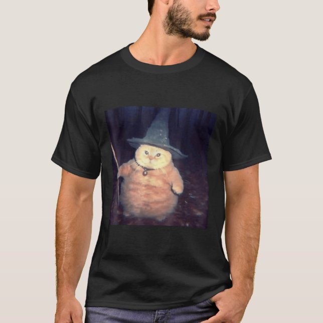 Wizard Cat Halloween Cat Meme _1  T-Shirt (Front)