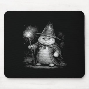 Wizard cat magic fantasy funny vintage tabby meme mouse mat