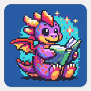 Wizard Cat - Magical Pixel Art Fantasy Design Square Sticker