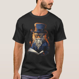 Wizard Cat Reading A Book T-Shirt