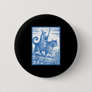 Wizard cat rider funny cute meme 6 cm round badge