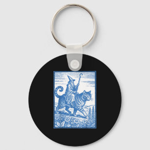Wizard cat rider funny cute meme key ring
