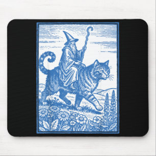 Wizard cat rider funny cute meme mouse mat