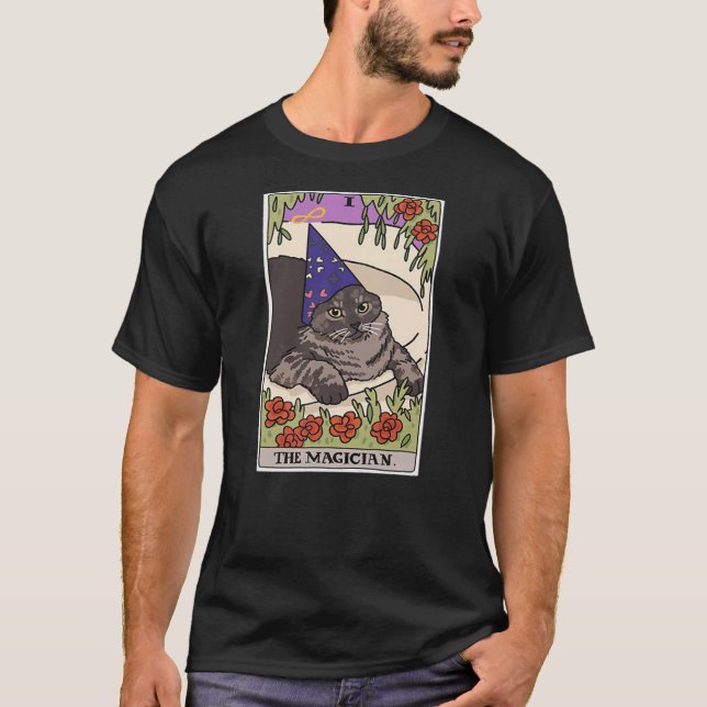 Wizard Cat Tarot Card T-Shirt (Front)