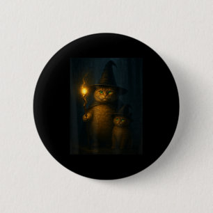 Wizard Cat Weird Funny Halloween Cat Meme 6 Cm Round Badge