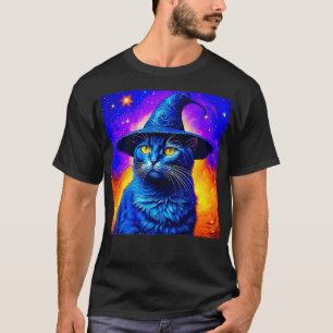 Wizard Cat with stars mystical magical cat lover T-Shirt