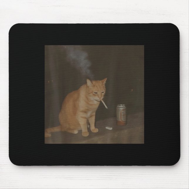Wizard Cigarette Kitten Funny Smoking Cat Meme Bra Mouse Mat (Front)