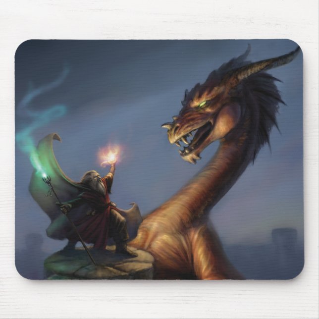 Wizard Defence - Dragon & wizard Mouse Mat (Front)
