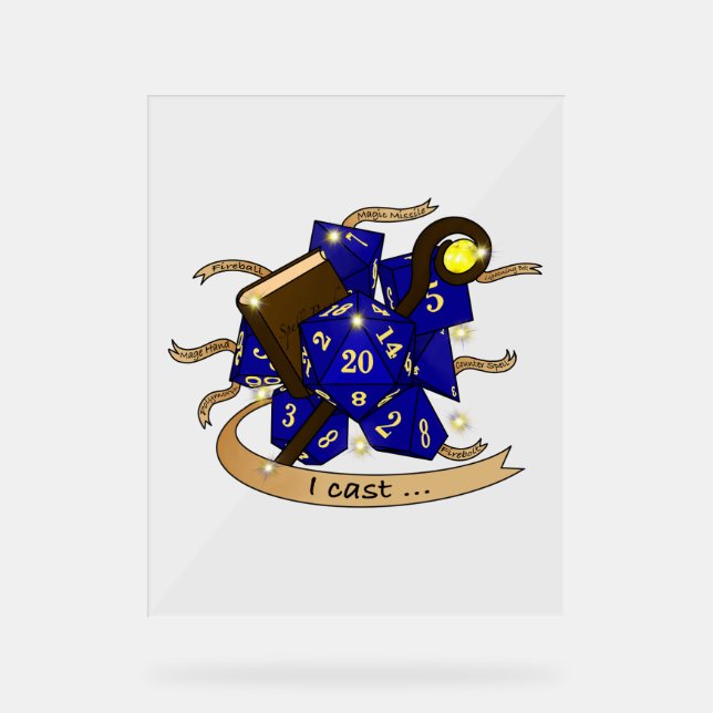 Wizard Dice Design Acrylic Sign (Front)