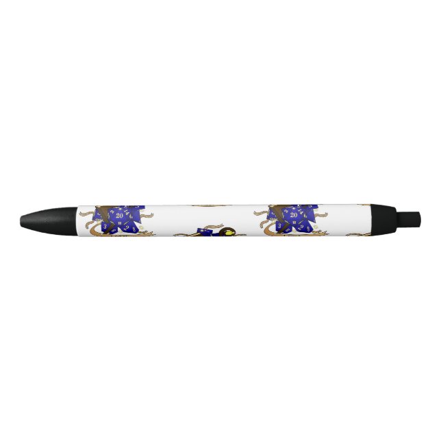 Wizard Dice Design Black Ink Pen (Front)