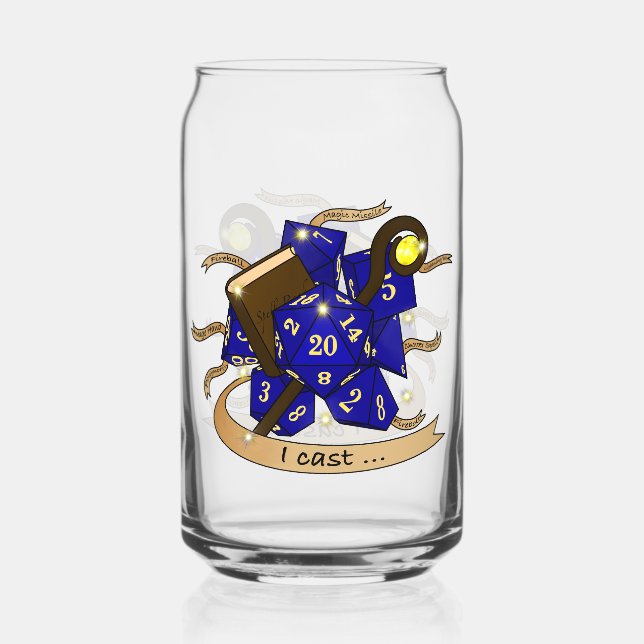 Wizard Dice Design Can Glass (Front)