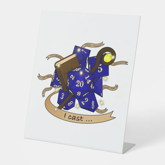 Wizard Dice Design Pedestal Sign (Front)