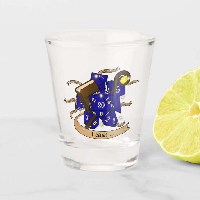 Wizard Dice Design Shot Glass (Front)