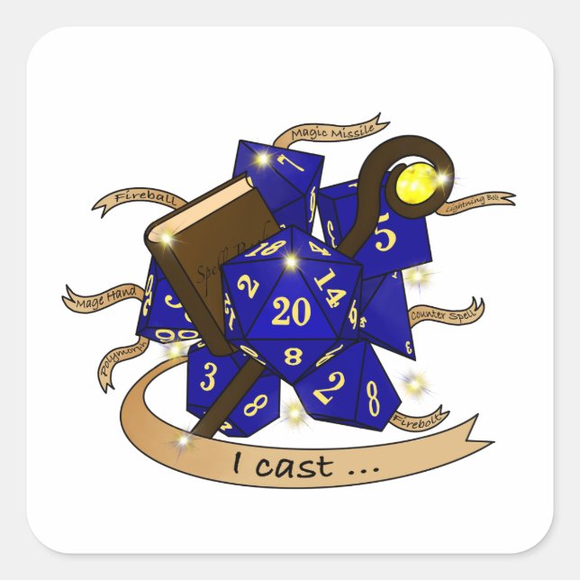 Wizard Dice Design Square Sticker (Front)