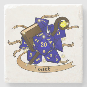 Wizard Dice Design Stone Coaster