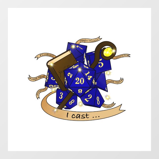 Wizard Dice Design Window Cling (Sheet)