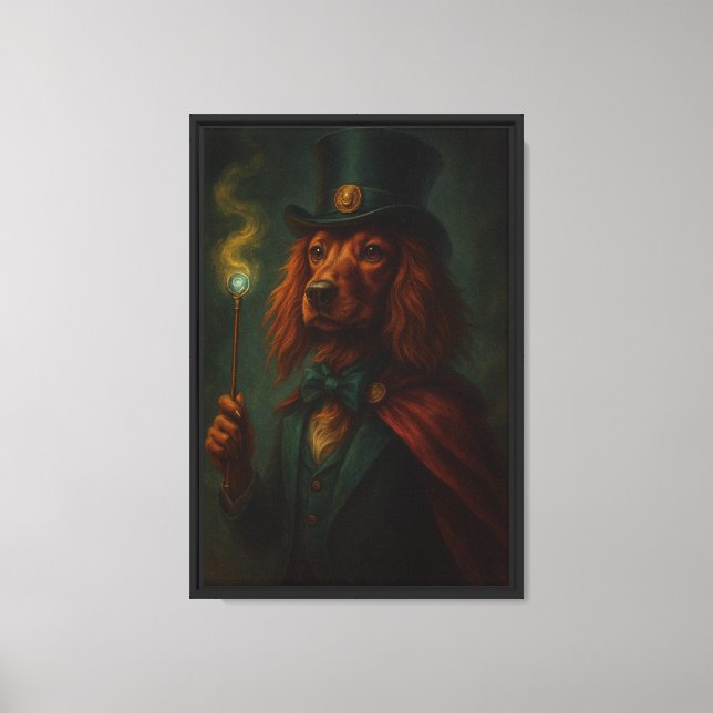 Wizard Dog in Hat Canvas Art Print (Front)